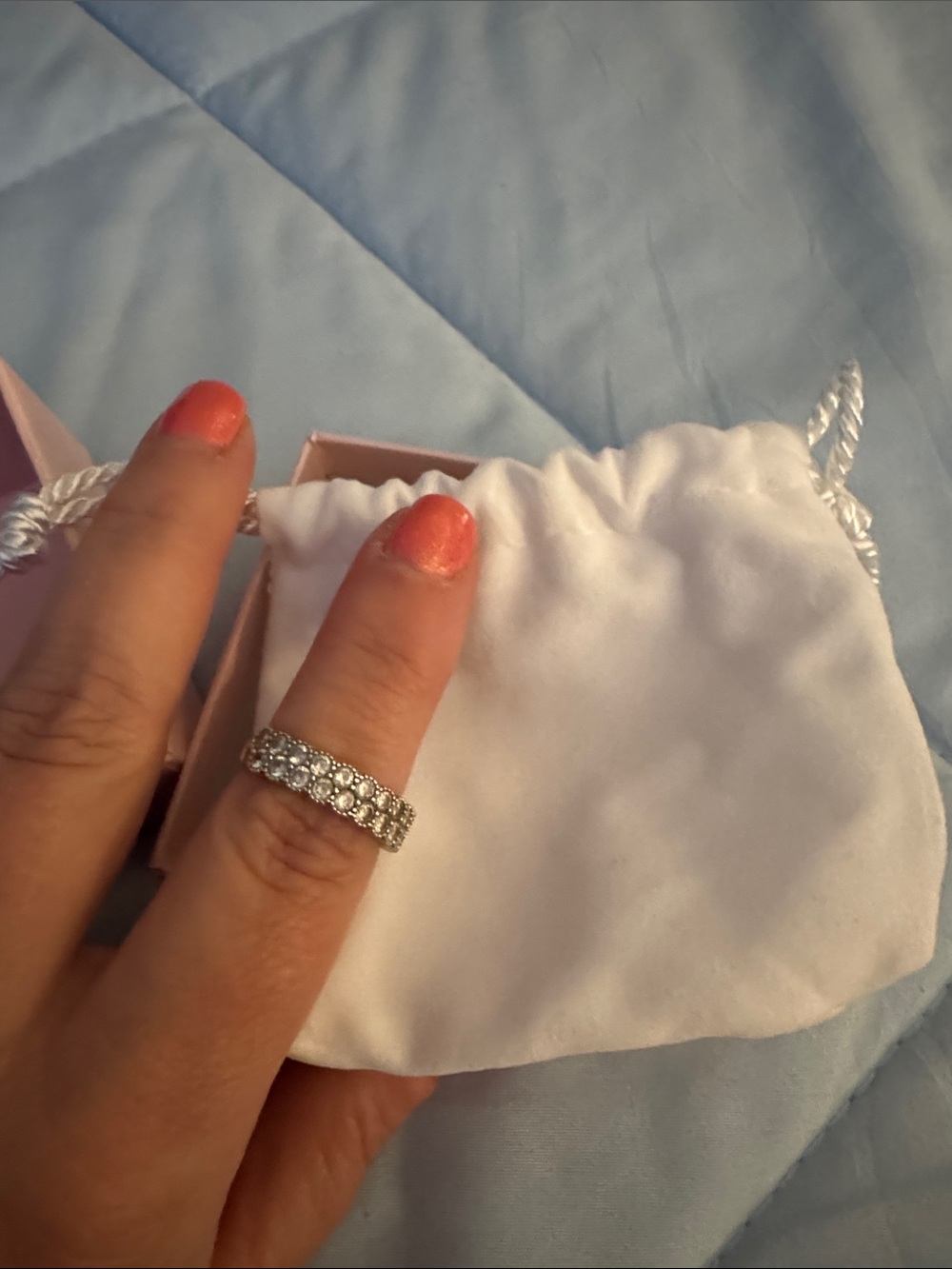 Diamonique 100 Facet Double Row Crystal Eternity Band - White Crystal